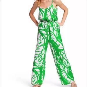 Lilly Pulitzer For Target Green And White Floral Jumpsuit Size S/P